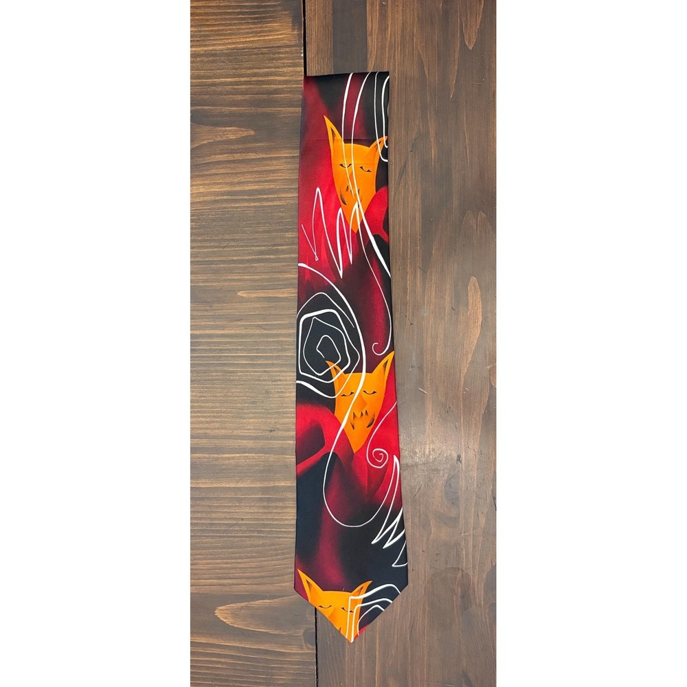 J Garcia Silk Necktie Demon Collection Fifty Two Halloween Red Orange